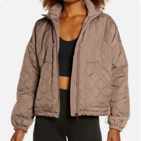 Zella Jackets & Blazers - Zella Quilted Bomber Jacket Size Large Gray Sparrow NWT